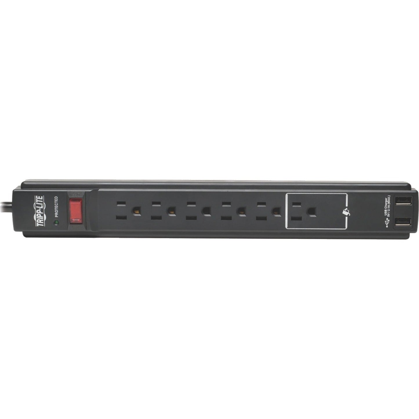 Tripp Lite Protect It! 6-Outlet Surge Protector 6 ft. Cord 990 Joules 2 USB Ports (2.1A) Black Housing