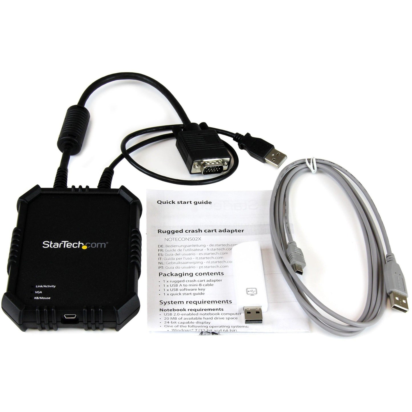 StarTech.com Laptop to Server KVM Console - Rugged USB Crash Cart Adapter with File Transfer and Video Capture