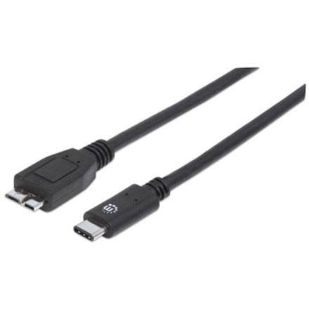 Manhattan SuperSpeed+ USB 3.1 Gen2 Type-C Male to Micro-B SuperSpeed Male Device Cable 10 Gbps 3 ft Black