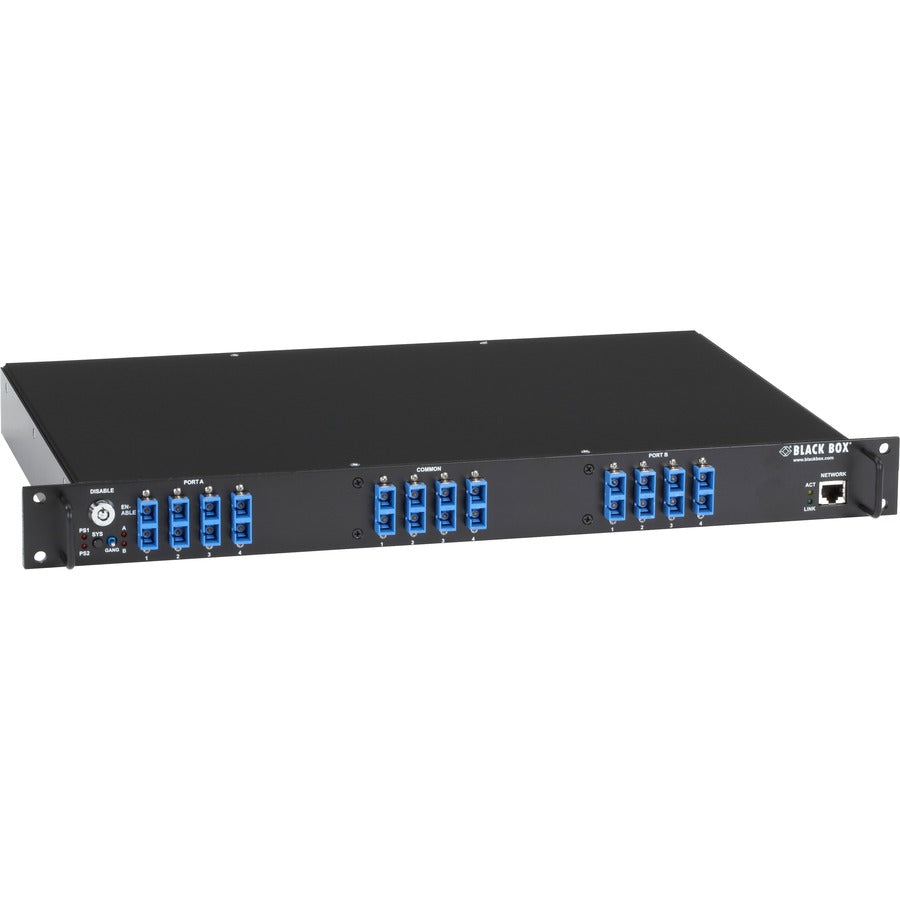Black Box Rackmount Gang Switch - 19"  1U (4) Duplex Multimode SC Network Manageable