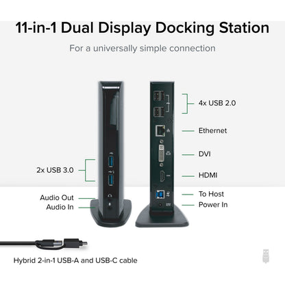 Plugable USB 3.0 Universal Laptop Docking Station Dual Monitor for Windows and Mac