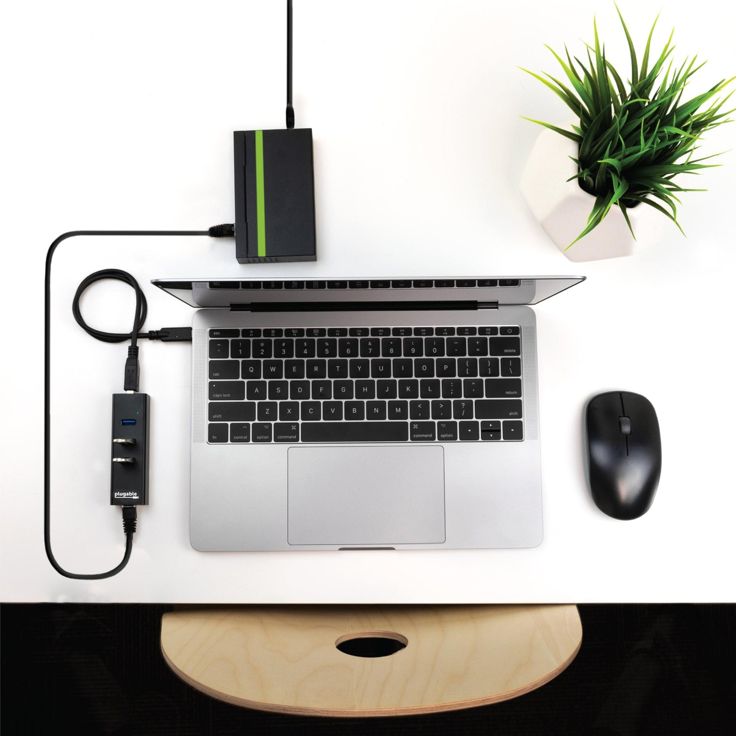 Plugable USB Hub with Ethernet 3 Port USB 3.0 Bus Powered Hub with Gigabit Ethernet