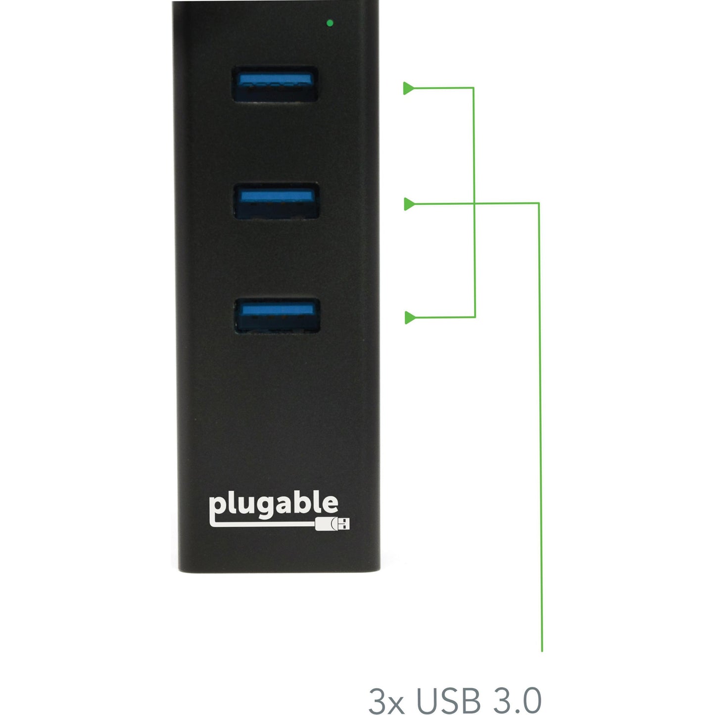 Plugable USB Hub with Ethernet 3 Port USB 3.0 Bus Powered Hub with Gigabit Ethernet