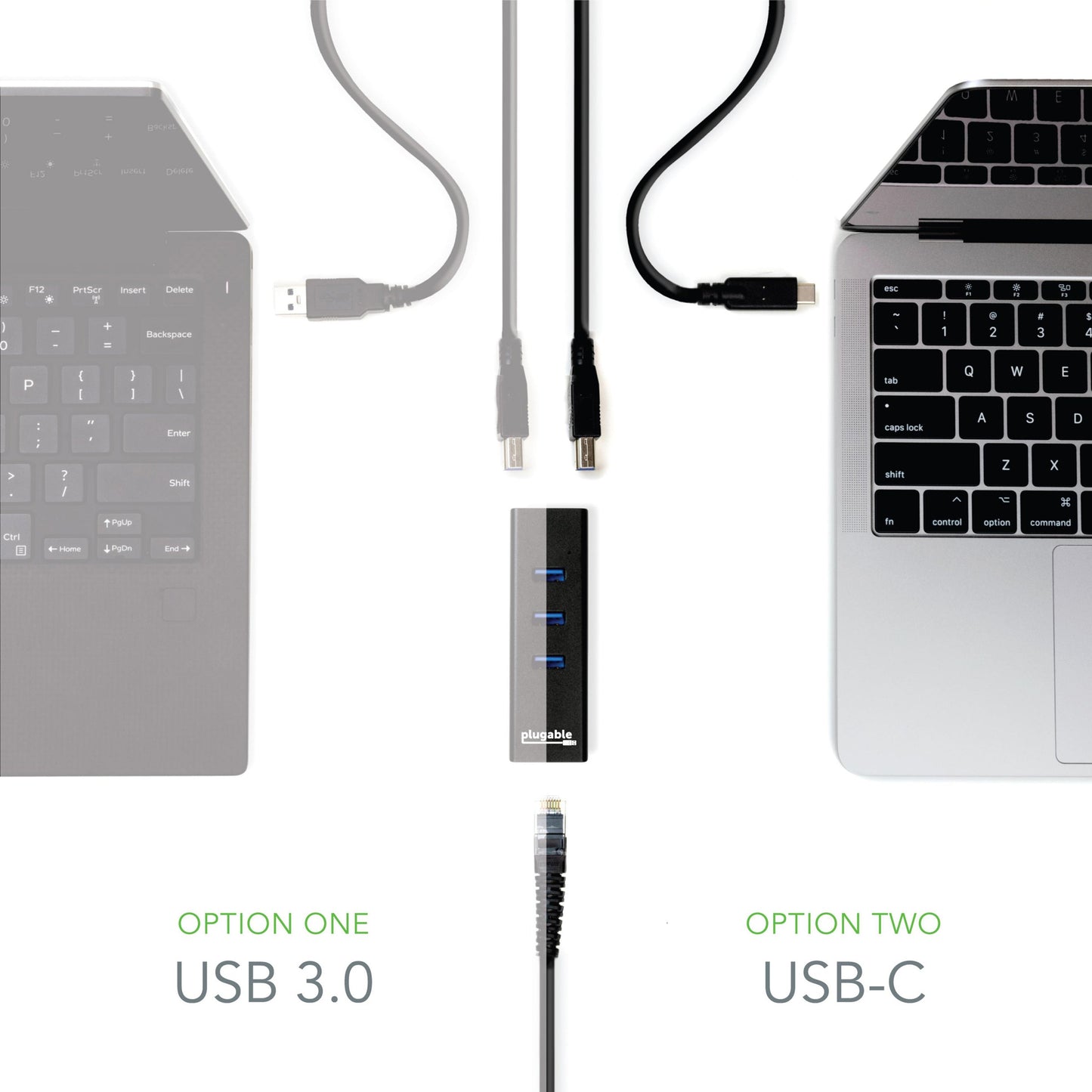 Plugable USB Hub with Ethernet 3 Port USB 3.0 Bus Powered Hub with Gigabit Ethernet