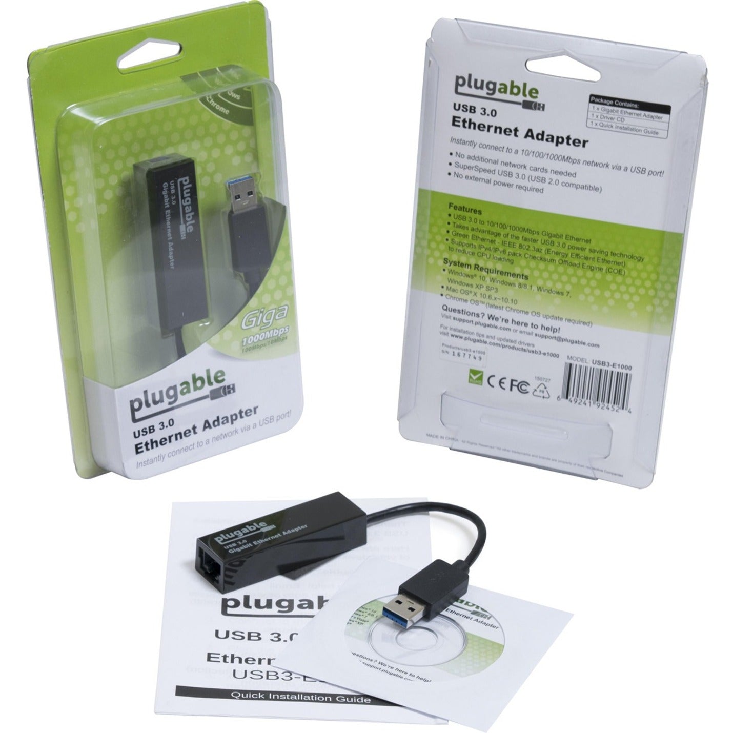 Plugable USB to Ethernet Adapter USB 3.0 to Gigabit Ethernet