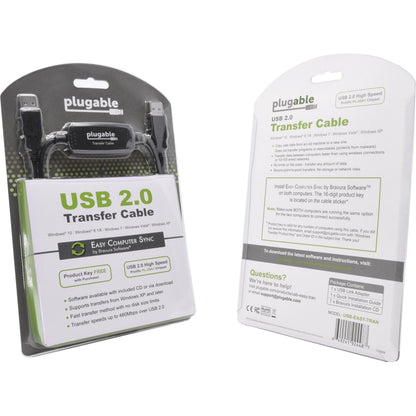 Plugable USB 2.0 Transfer Cable Unlimited Use Transfer Data Between 2 Windows PC's