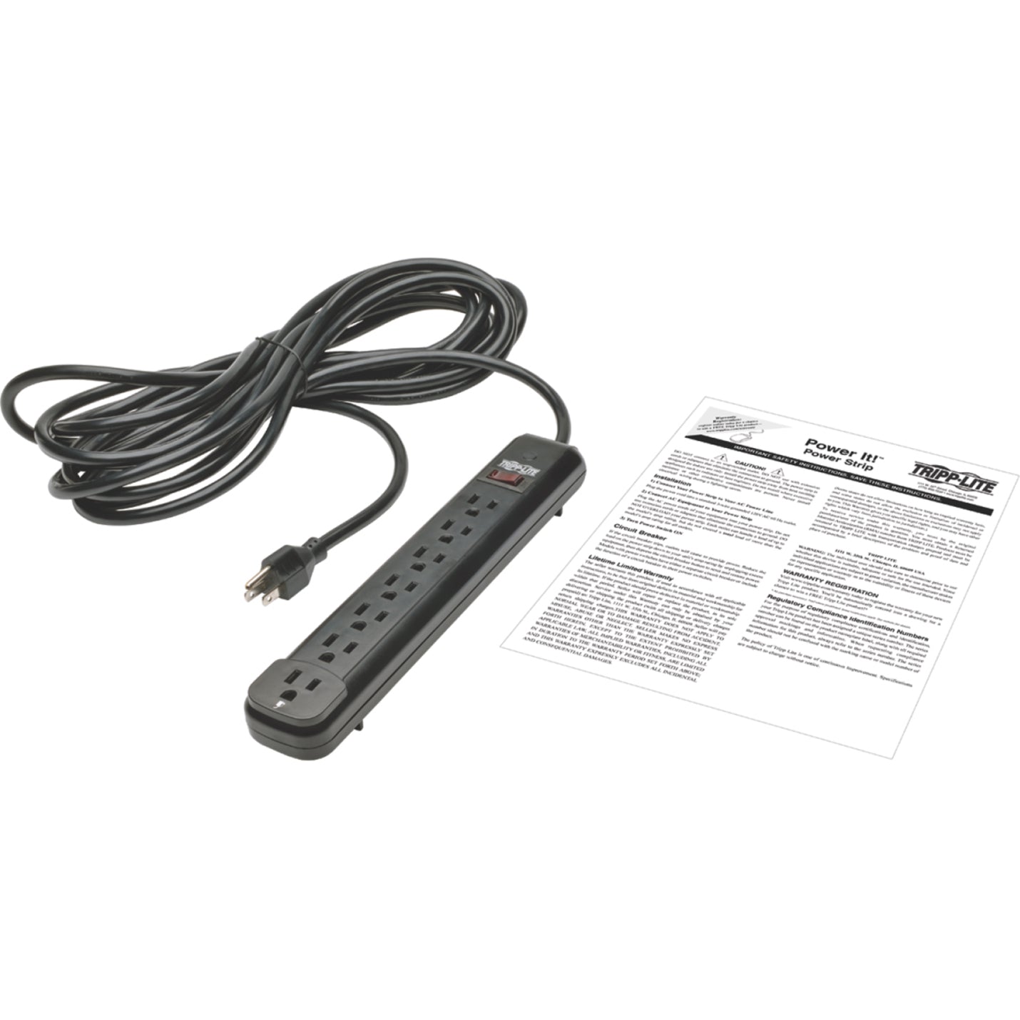 Tripp Lite Power Strip 7-Outlet 5-15R AC 25ft Cord 5-15P Black Housing 120V