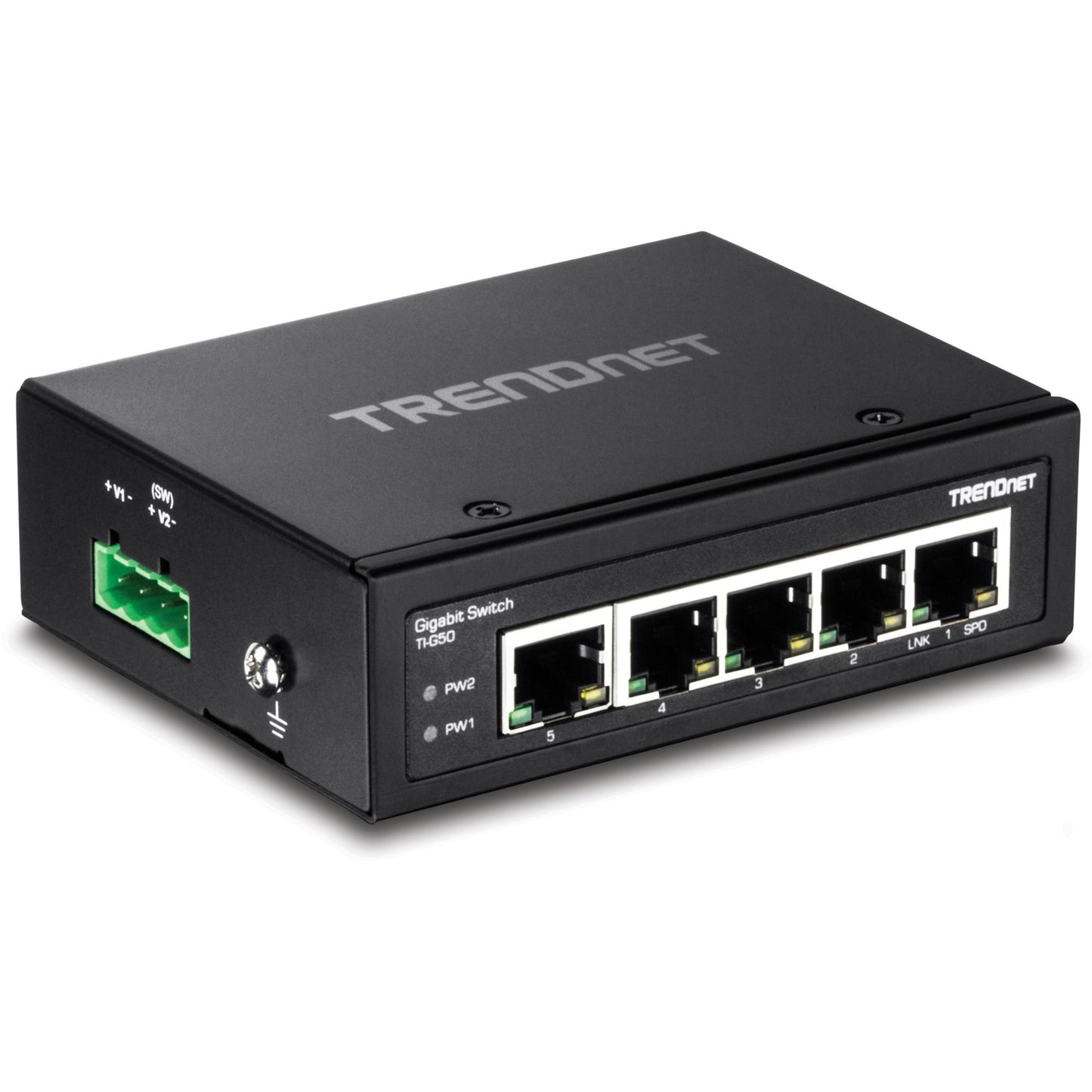 TRENDnet 5-Port Hardened Industrial Gigabit DIN-Rail Switch 10 Gbps Switching Capacity IP30 Rated Network Switch (-40 to 167 ?F) DIN-Rail & Wall Mounts Included Lifetime Protection Black TI-G50