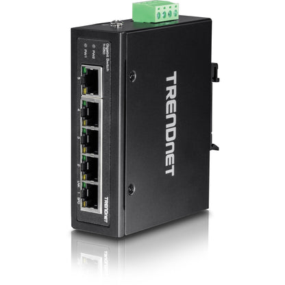 TRENDnet 5-Port Hardened Industrial Gigabit DIN-Rail Switch 10 Gbps Switching Capacity IP30 Rated Network Switch (-40 to 167 ?F) DIN-Rail & Wall Mounts Included Lifetime Protection Black TI-G50