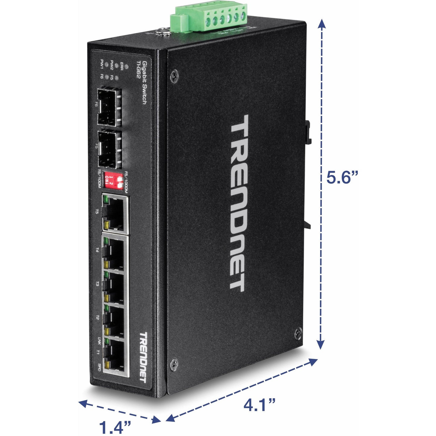 TRENDnet 6-Port Hardened Industrial Gigabit DIN-Rail Switch 12 Gbps Switching Capacity IP30 Rated Metal Housing -40 to 75 ÂºC (-40 to 167 ÂºF)DIN-Rail & Wall Mounts Included Lifetime Protection Black TI-G62