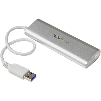 StarTech.com 4 Port Portable USB 3.0 Hub with Built-in Cable - 5Gbps - Aluminum and Compact USB Hub