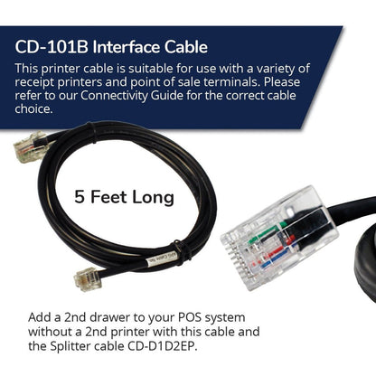 APG Printer Interface Cable | CD-101B Cable for Cash Drawer to Printer| 1 x RJ-12 Male - 1 x RJ-45 Male | Connects to EPSON and Star Printers