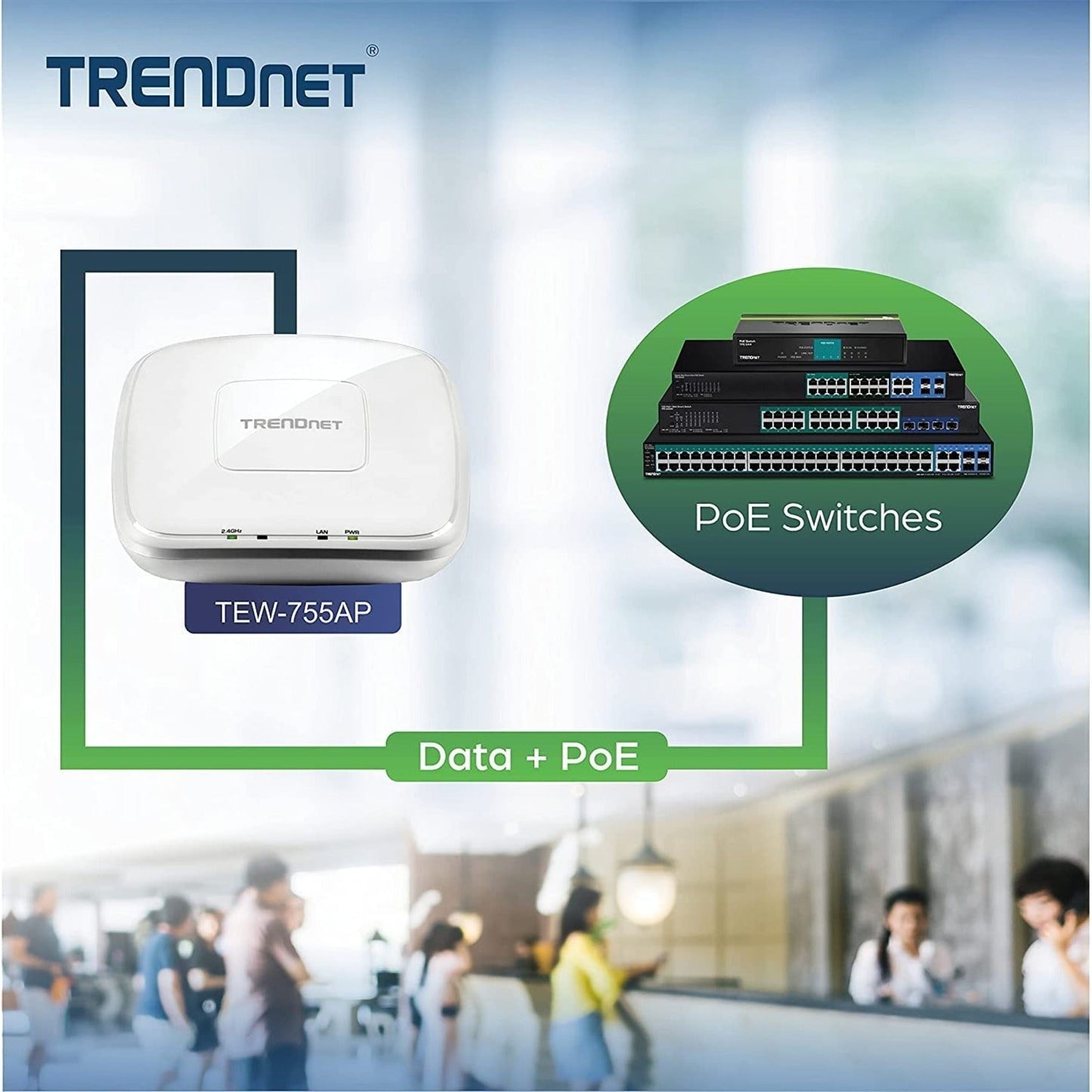 TRENDnet N300 Wireless PoE Access Point with Software Controller; Gigabit; AP; Client; 802.3af; TEW-755AP