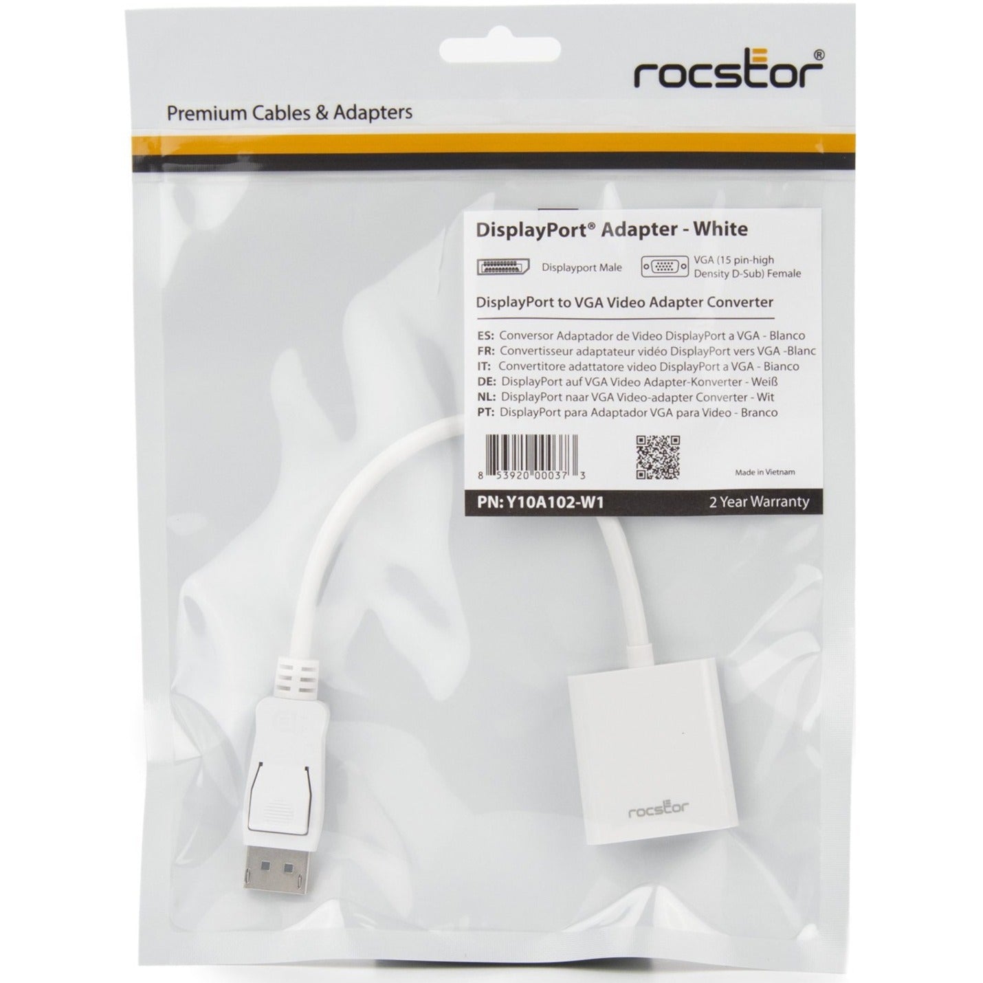 Rocstor DisplayPort to VGA Video Adapter Converter - Cable Length: 5.9"