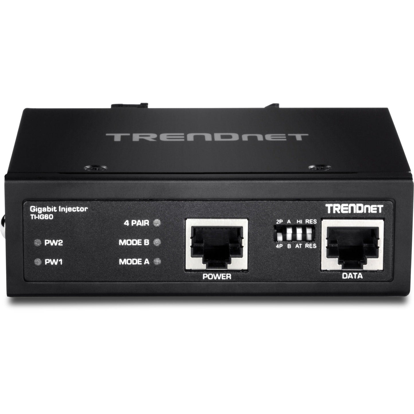 TRENDnet Hardened Industrial 60W Gigabit PoE+ Injector DIN-Rail Mount IP30 Rated Housing Includes DIN-rail & Wall Mounts TI-IG60