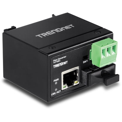 TRENDnet Hardened Industrial 100Base-FX Multi-Mode SC Fiber Converter; (2km; 1.2 Miles); IP40 Rated Housing; TI-F10SC