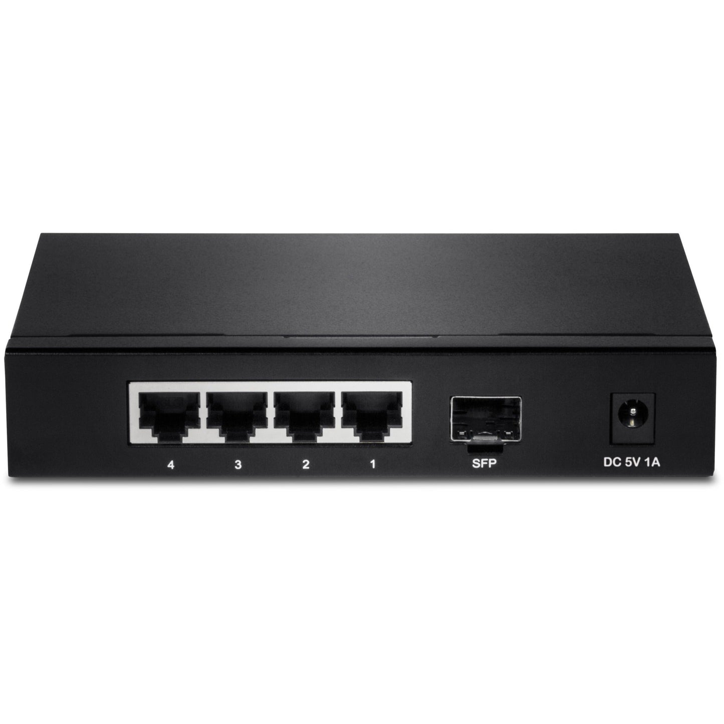 TRENDnet 4-Port Gigabit Switch With SFP Slot 10 Gbps Switching Capacity Fanless 802.1p QoS Rear Facing Ports Metal Housing Network Ethernet Switch Lifetime Protection Black TEG-S51SFP