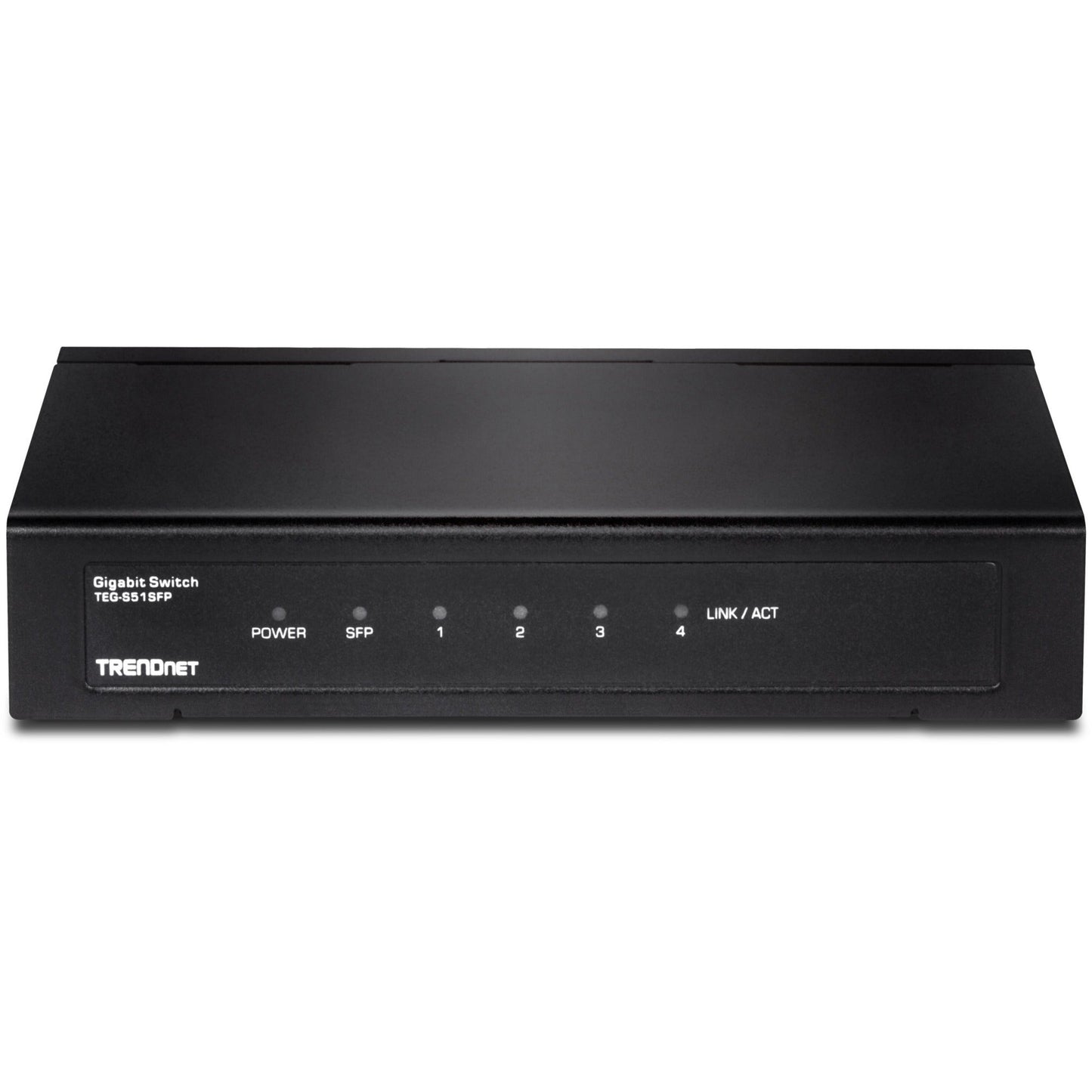 TRENDnet 4-Port Gigabit Switch With SFP Slot 10 Gbps Switching Capacity Fanless 802.1p QoS Rear Facing Ports Metal Housing Network Ethernet Switch Lifetime Protection Black TEG-S51SFP