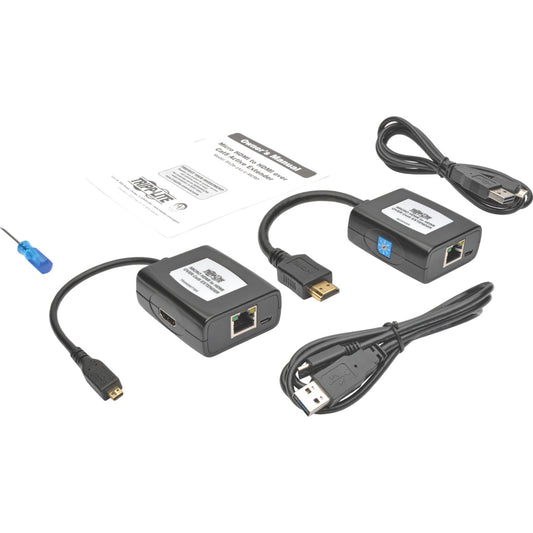 Tripp Lite Micro-HDMI to HDMI over Cat5/Cat6 Active Extender Kit 1080p 60 Hz USB Powered Up to 125 ft. (38 m) TAA