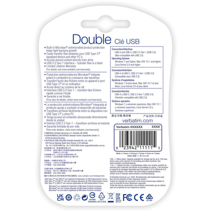 64GB Store 'n' Go Dual USB 3.2 Gen 1 Flash Drive for USB-C&trade; Devices - Blue