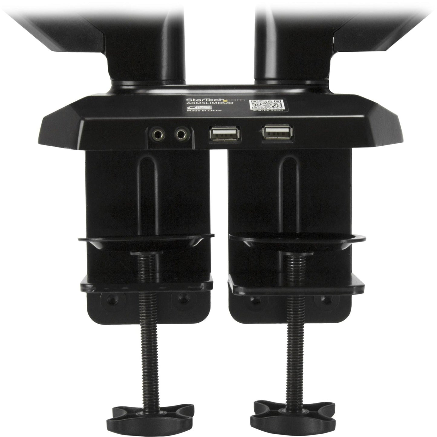 StarTech.com Dual Monitor Arm USB Hub and Audio Ports in Base Monitors up to 32" (17.6lb/8kg) VESA Monitor Stand Desk Mount