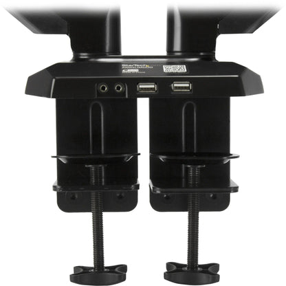 StarTech.com Dual Monitor Arm USB Hub and Audio Ports in Base Monitors up to 32" (17.6lb/8kg) VESA Monitor Stand Desk Mount