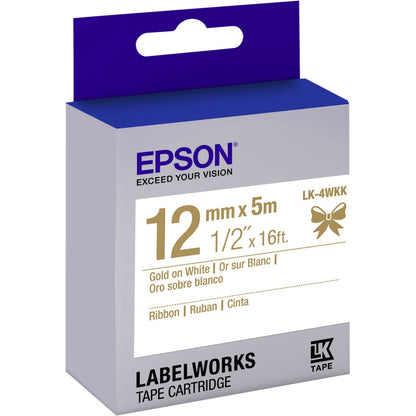 Epson LabelWorks Ribbon LK Cartridge ~1/2" Gold on White