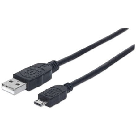 Manhattan Hi-Speed USB 2.0 A Male to Micro-B Male Device Cable 10 ft Black