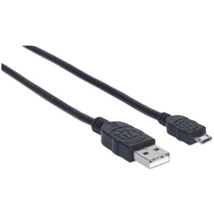 Manhattan Hi-Speed USB 2.0 A Male to Micro-B Male Device Cable 10 ft Black