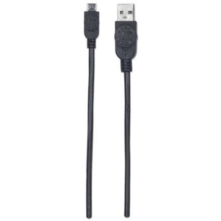 Manhattan Hi-Speed USB 2.0 A Male to Micro-B Male Device Cable 10 ft Black