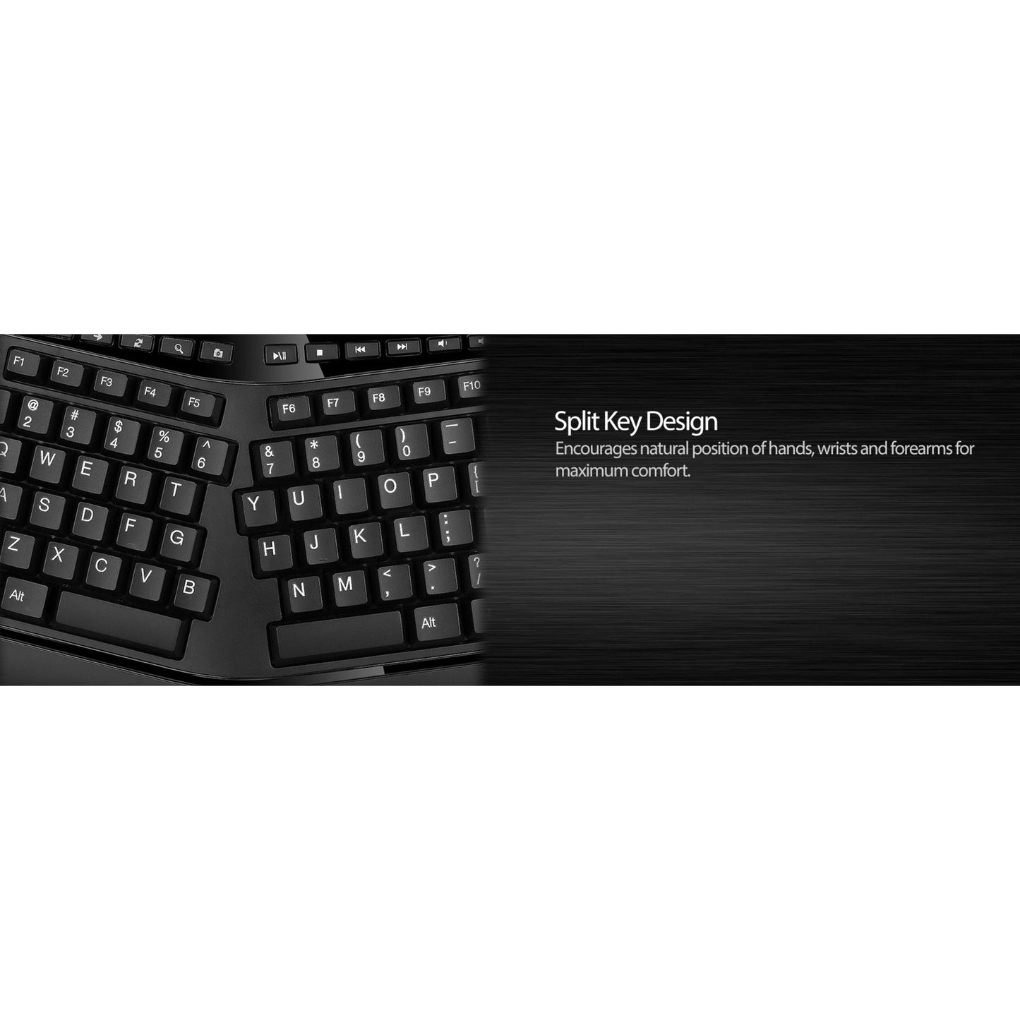 Adesso 2.4 GHz Wireless Ergonomic Trackball Keyboard