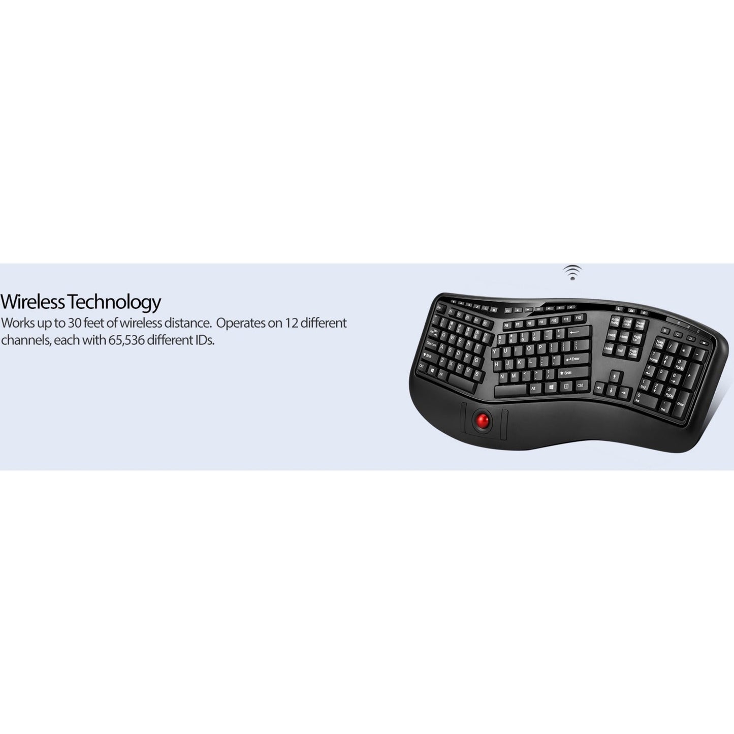 Adesso 2.4 GHz Wireless Ergonomic Trackball Keyboard
