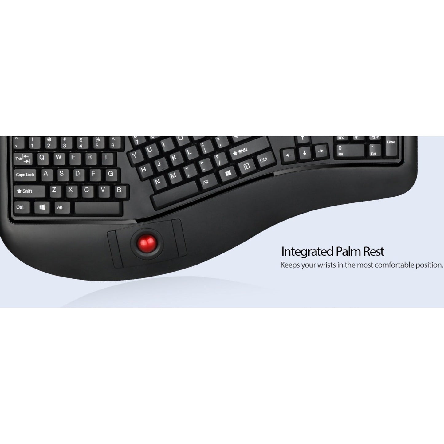 Adesso 2.4 GHz Wireless Ergonomic Trackball Keyboard
