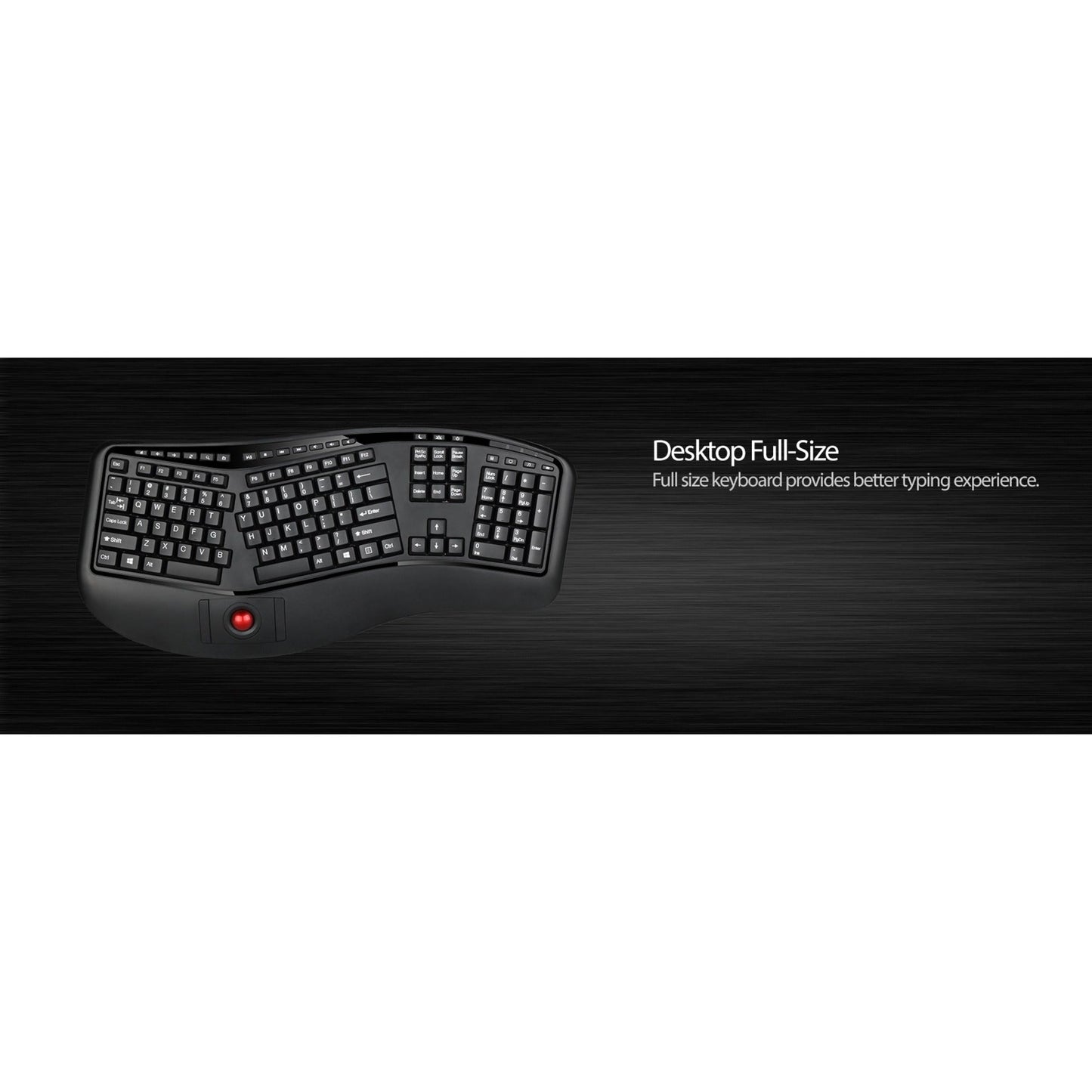 Adesso 2.4 GHz Wireless Ergonomic Trackball Keyboard