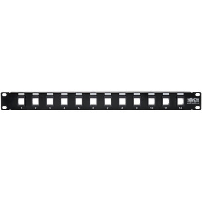 Tripp Lite 12-Port 1U Rack-Mount Unshielded Blank Keystone/Multimedia Patch Panel RJ45 Ethernet USB HDMI Cat5e/6