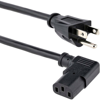 StarTech.com 3ft (1m )Computer Power Cord NEMA 5-15P to Right Angle C13 10A 125V 18AWG Replacement AC Power Cord Monitor Power Cable
