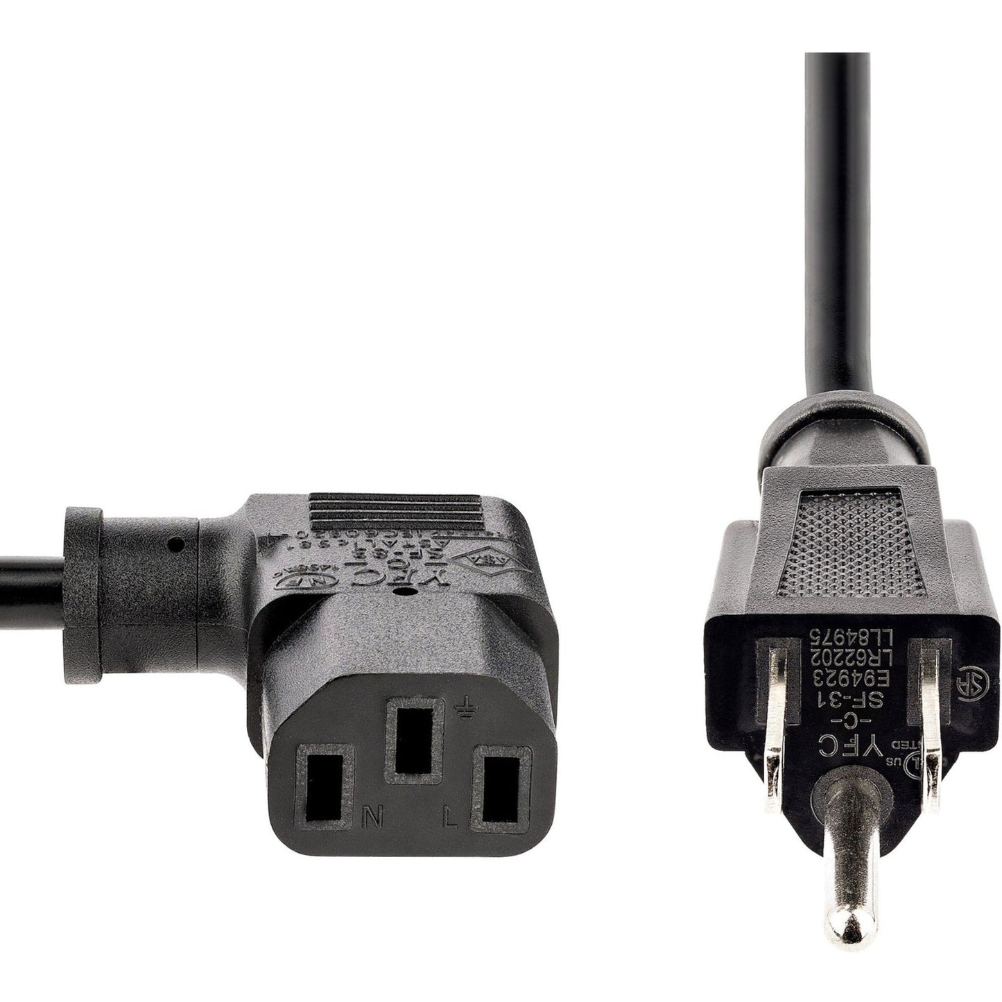 StarTech.com 3ft (1m )Computer Power Cord NEMA 5-15P to Right Angle C13 10A 125V 18AWG Replacement AC Power Cord Monitor Power Cable