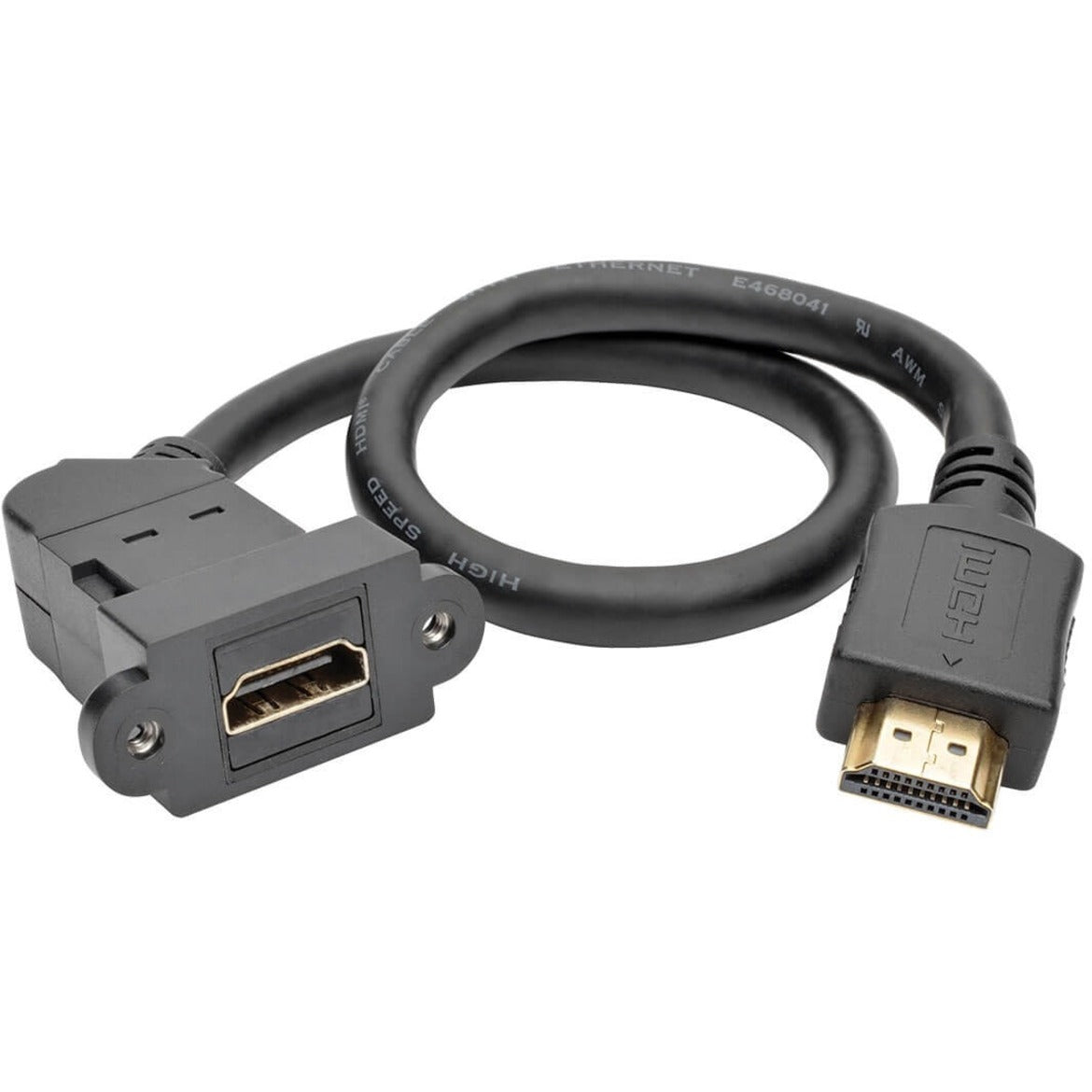Tripp Lite High-Speed HDMI with Ethernet All-in-One Keystone/Panel Mount Extension Cable (M/F) Angled Connector 1 ft. (0.31 m)