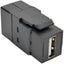 Tripp Lite USB 2.0 Keystone Panel Mount Coupler All-in-One F/F USB-A Black