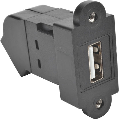 Tripp Lite USB 2.0 Keystone Panel Mount Coupler All-in-One Angled F/F Black