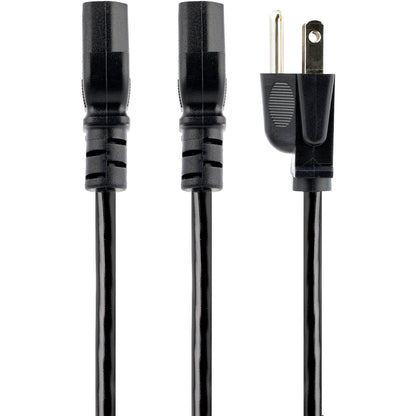 StarTech.com 10ft (3m) Computer Power Y Cord NEMA 5-15P to C13 10A 125V 18AWG Black Replacement PC Power Cord TV/Monitor Power Cable