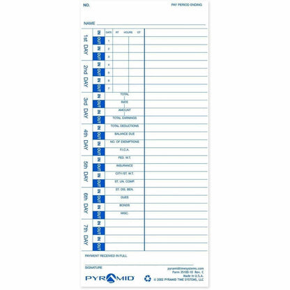 Pyramid Time Systems Time Card