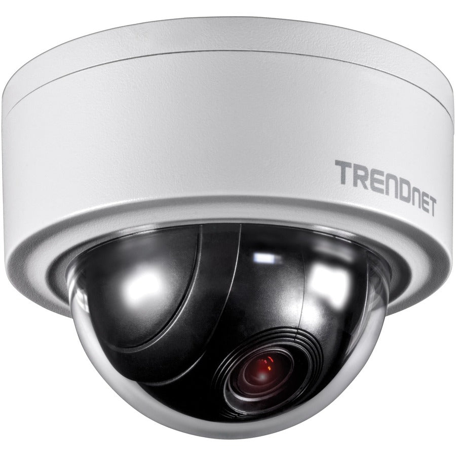 TRENDnet Indoor/Outdoor 3MP Motorized PTZ Dome Network Camera 4x Optical Zoom 16x Digital Zoom Autofocus IP66 Housing Free iOS and Android mobile apps ONVIF Profile S TV-IP420P