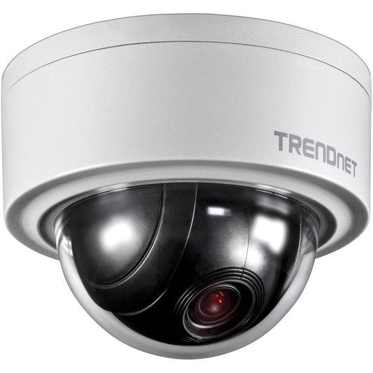 TRENDnet Indoor/Outdoor 3MP Motorized PTZ Dome Network Camera 4x Optical Zoom 16x Digital Zoom Autofocus IP66 Housing Free iOS and Android mobile apps ONVIF Profile S TV-IP420P