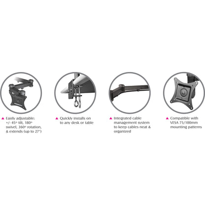 SIIG Articulating Triple Monitor Desk Mount - 13" to 27"