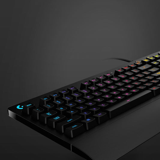 Logitech G213 Prodigy Gaming Keyboard - Wired RGB Backlit Keyboard with Mech-dome Keys Palm Rest Adjustable Feet Media Controls USB Compatible with Windows