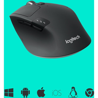 Logitech M720 Triathlon Multi-Device Wireless Mouse Bluetooth USB Unifying Receiver 1000 DPI 8 Buttons 2-Year Battery Compatible with Laptop PC Mac iPadOS - Black