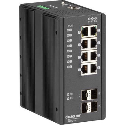 Black Box Industrial Managed Gigabit Ethernet PoE+ Switch - (8) RJ-45 (4) SFP
