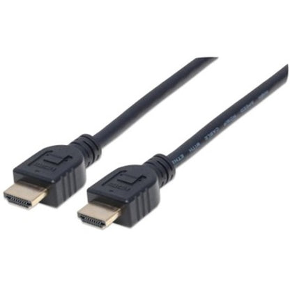 Manhattan HDMI Cable with Ethernet (CL3 rated suitable for In-Wall use) 4K@60Hz (Premium High Speed) 2m Male to Male Black Ultra HD 4k x 2k In-Wall rated Fully Shielded Gold Plated Contacts Lifetime Warranty Polybag