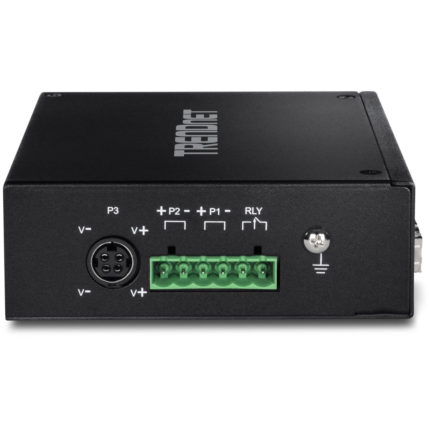 TRENDnet 6-Port Hardened Industrial Gigabit PoE+ DIN-Rail Switch 4 x Gigabit PoE+ Ports Shared Gigabit Port (RJ-45/SFP) Dedicated SFP 120W Power Budget IP30 Lifetime Protection Black TI-PG62